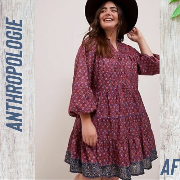 Anthropologie Dresses & Skirts - ANTHROPOLOGIE DIYANA TIERED TUNIC DRESS NEW NWT WINE 1X